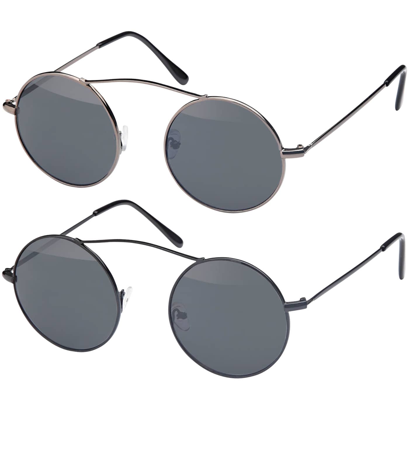 Designer Rundglas Herren Sonnenbrille mit Edelstahlbügeln