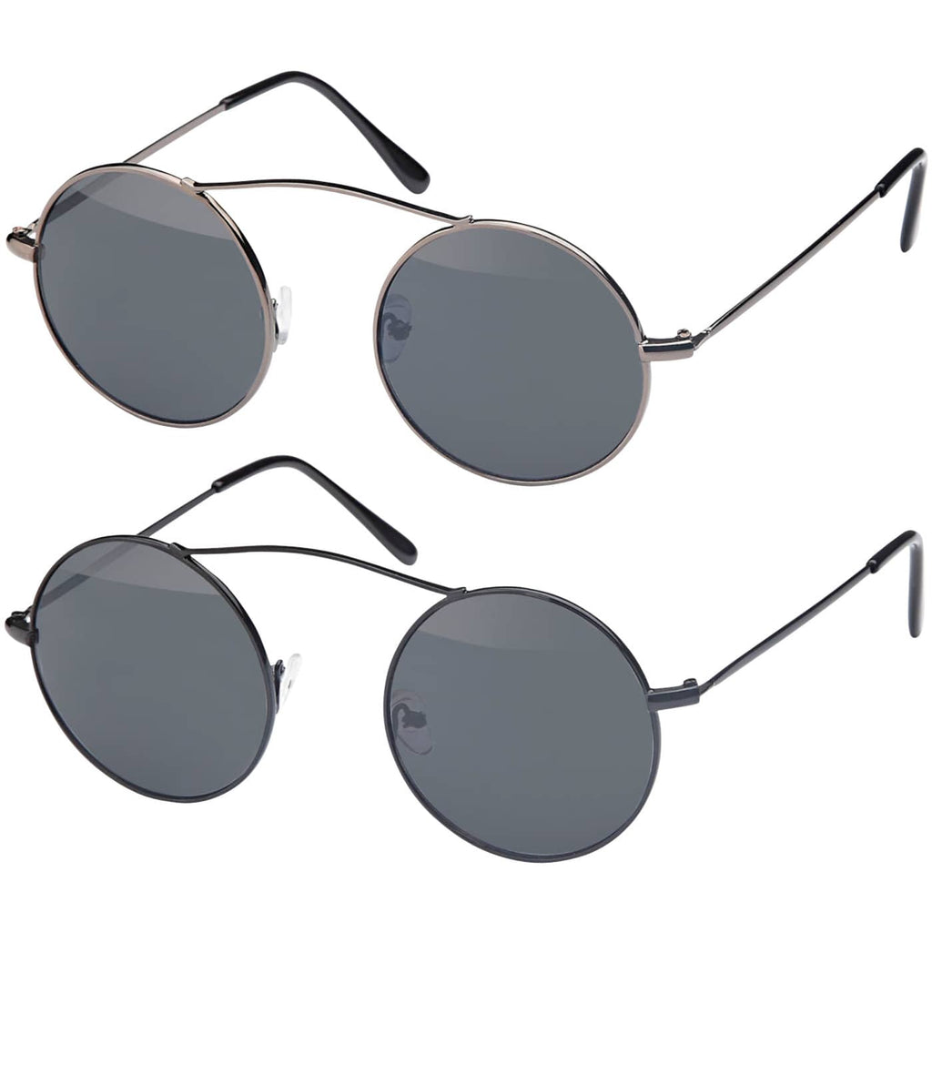 Designer Rundglas Herren Sonnenbrille mit Edelstahlbügeln