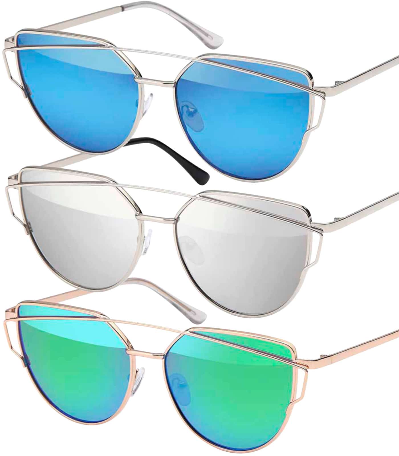 Damen Piloten Sonnenbrille mit Eckigem Flachglas