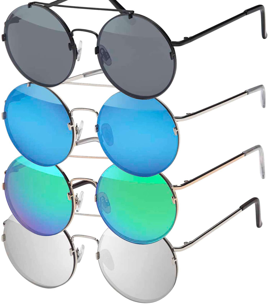 Runde Damen Flachglas Sonnenbrille