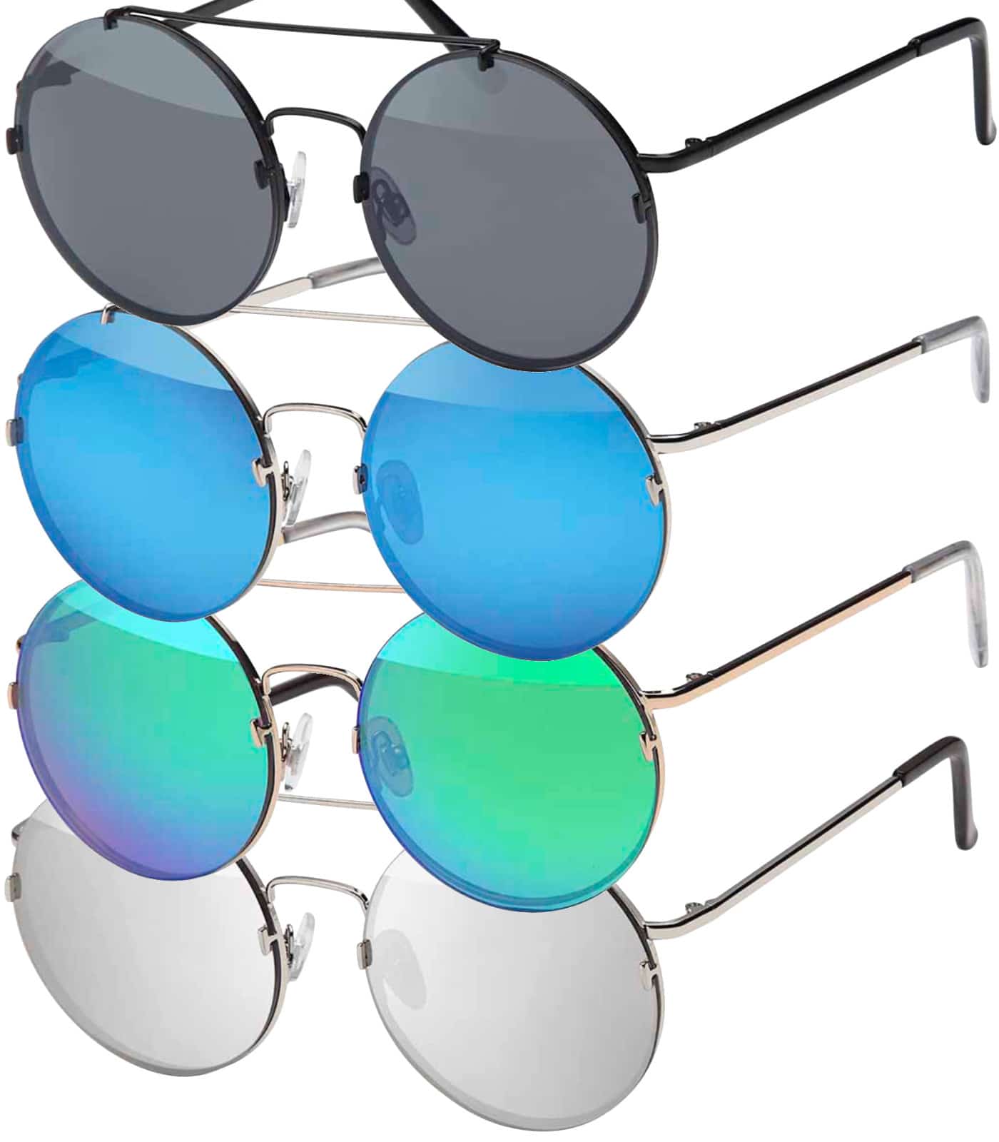 Runde Damen Flachglas Sonnenbrille
