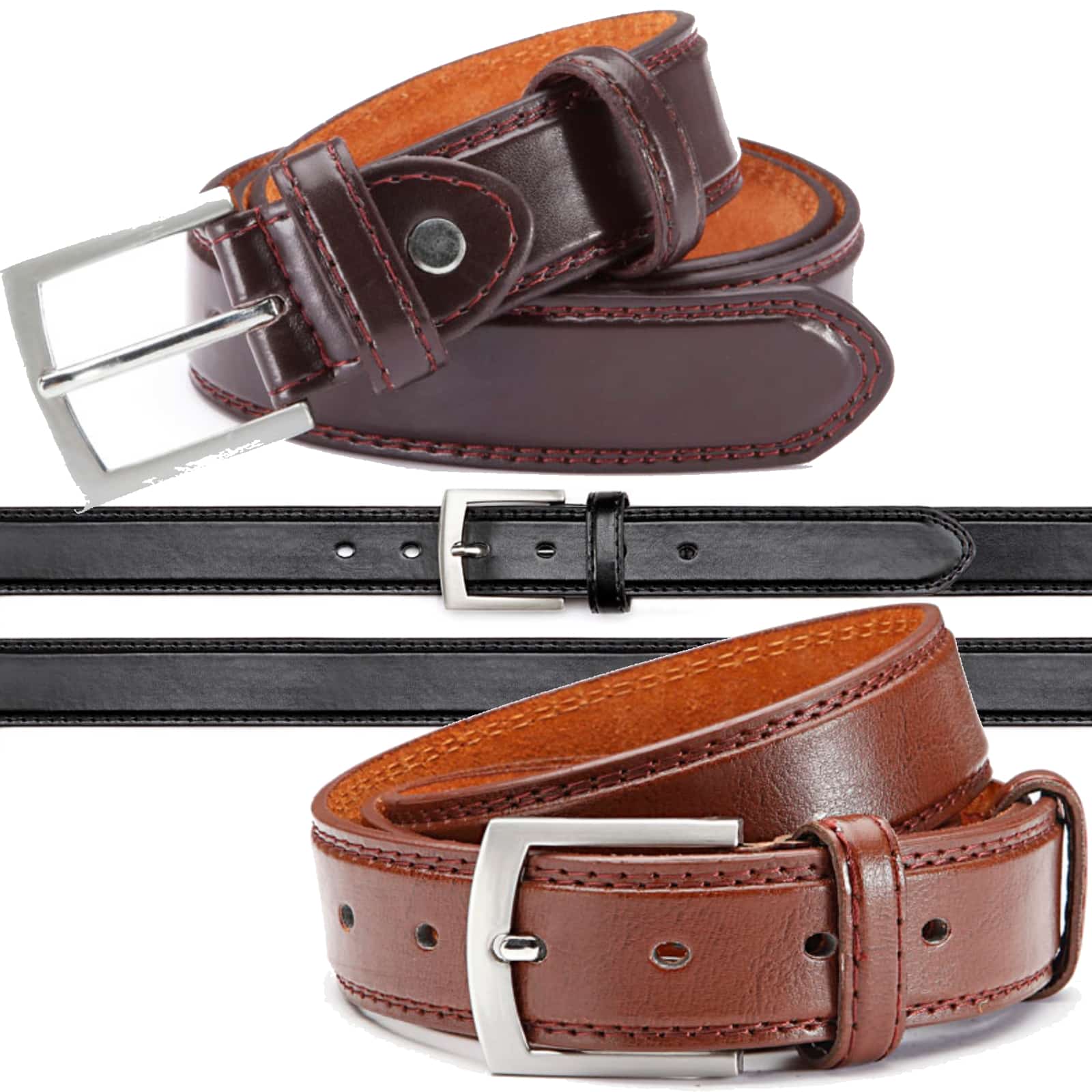 Ceinture de costume homme étroite avec double couture