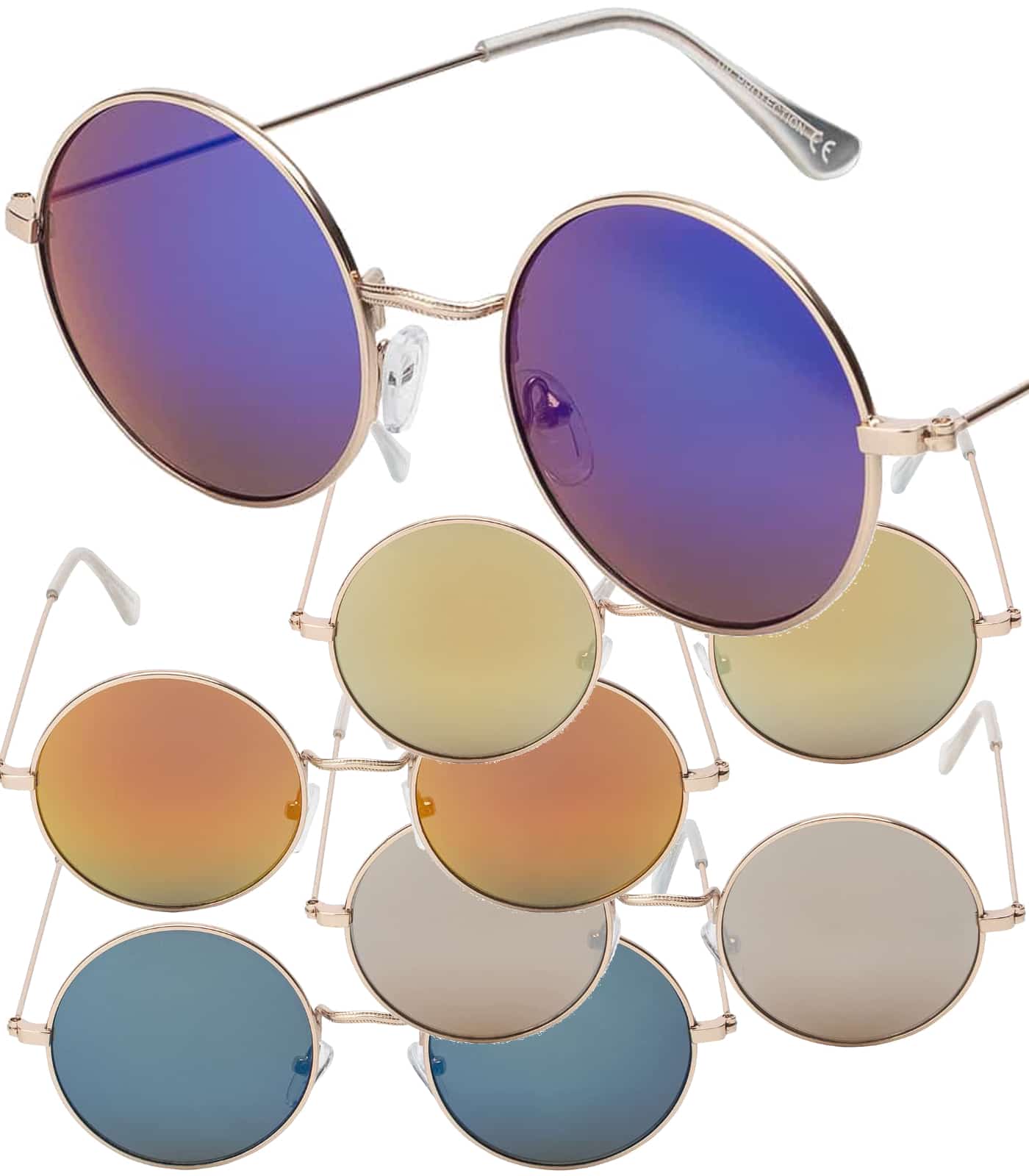 Runde Unisex Sonnenbrille Verspiegelt