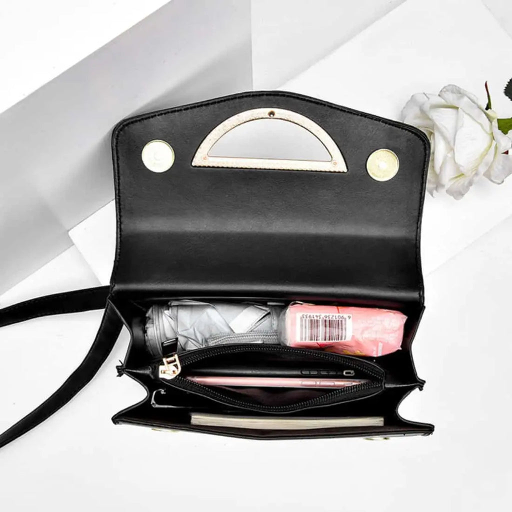 Umhängetasche in Lederoptik Schwarz – Damen Handtaschen 7