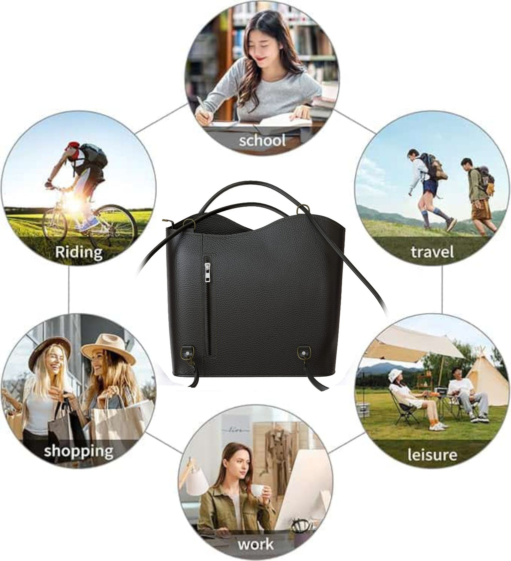Damen Leder Handtasche – Auch als Rucksack tragbar, elegant & vielseitig