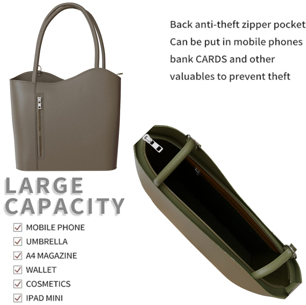 Damen Leder Handtasche – Auch als Rucksack tragbar, elegant & vielseitig