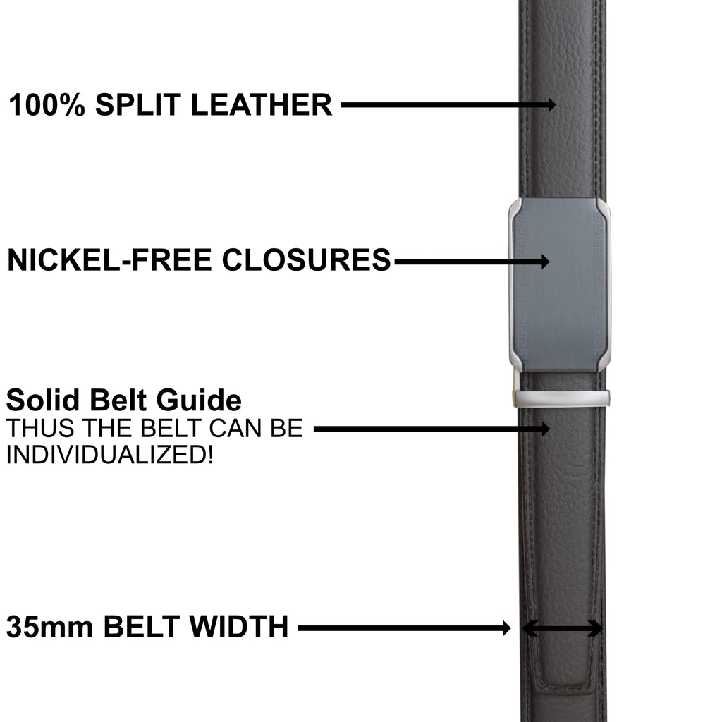 Übergrößen Herren Leder Automatikgürtel kürzbar 160cm Schwarz – Überlängengürtel 6
