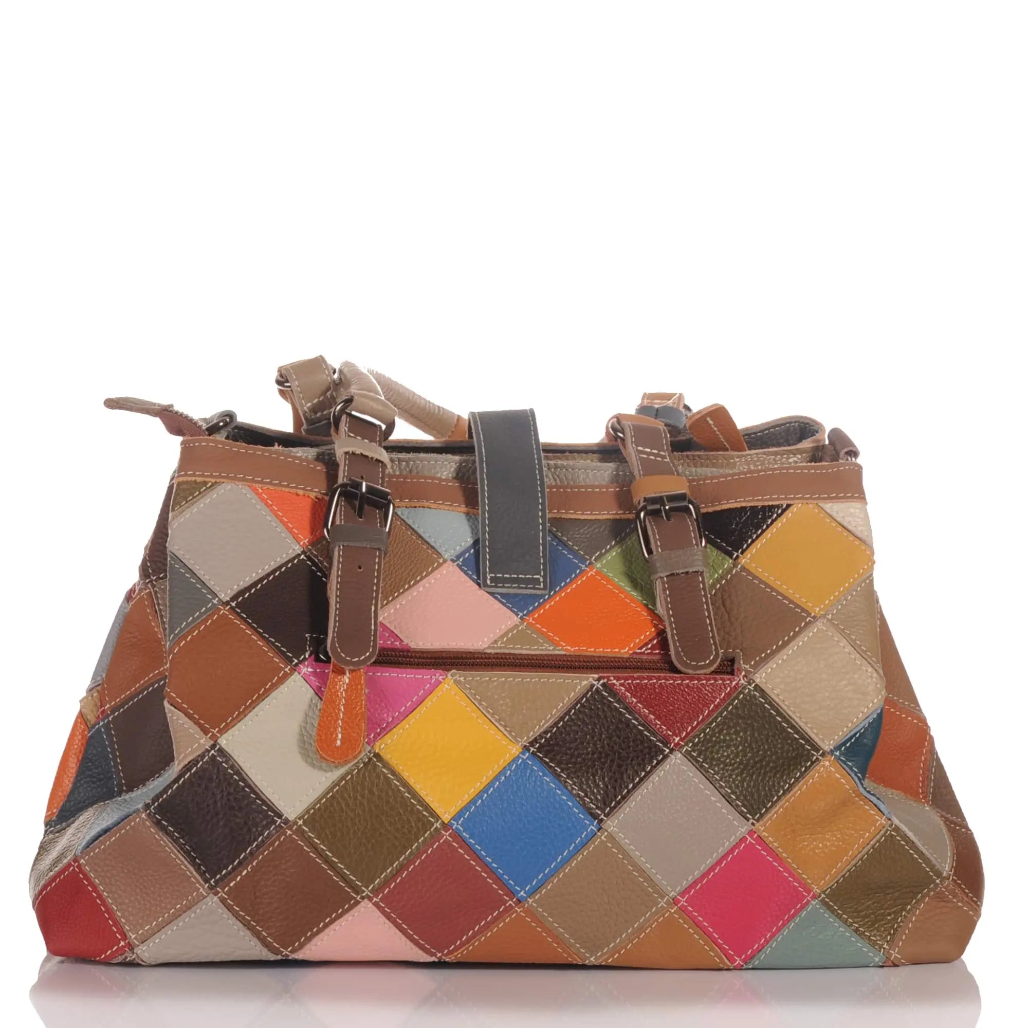 Echtleder Patchwork Tasche mit viel Stauraum – Damen Handtaschen 2