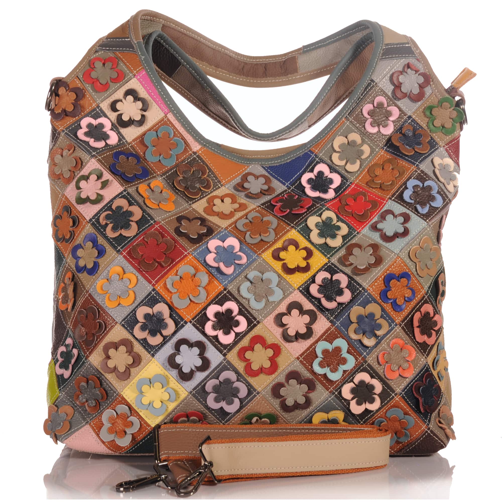 Echtleder Shopper Bag in Pachwork Design