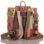 Damen Leder Rucksack – Patchwork-Blumen-Design mit Kordelzug – Damen Rucksäcke 2