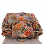 Damen Leder Rucksack – Patchwork-Blumen-Design mit Kordelzug – Damen Rucksäcke 5