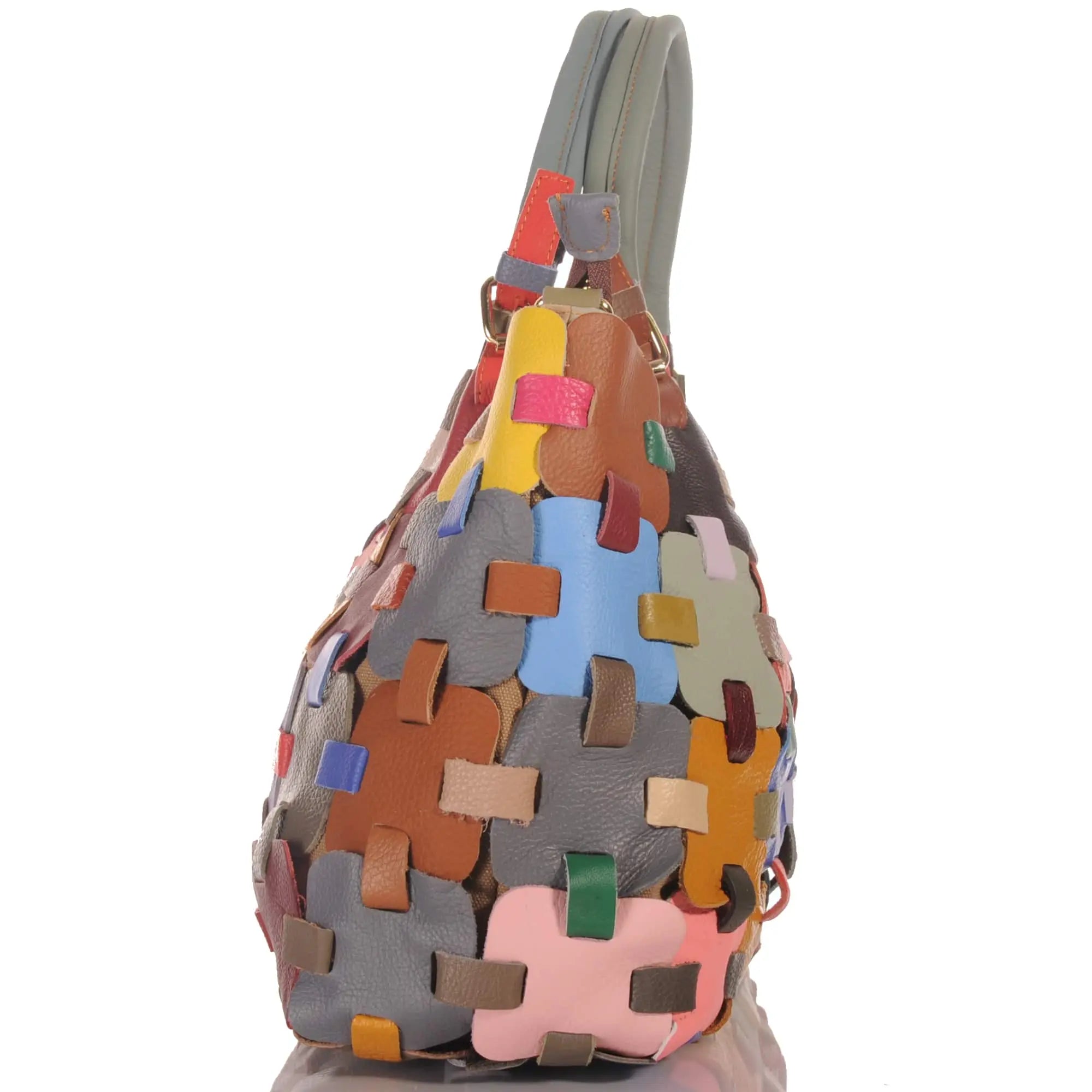 Damen Leder Handtasche – Patchwork Design, Schultertasche aus Echtlede – Damen Handtaschen 3