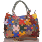 Damen Leder Handtasche – Patchwork Design, Schultertasche aus Echtlede – Damen Handtaschen 6