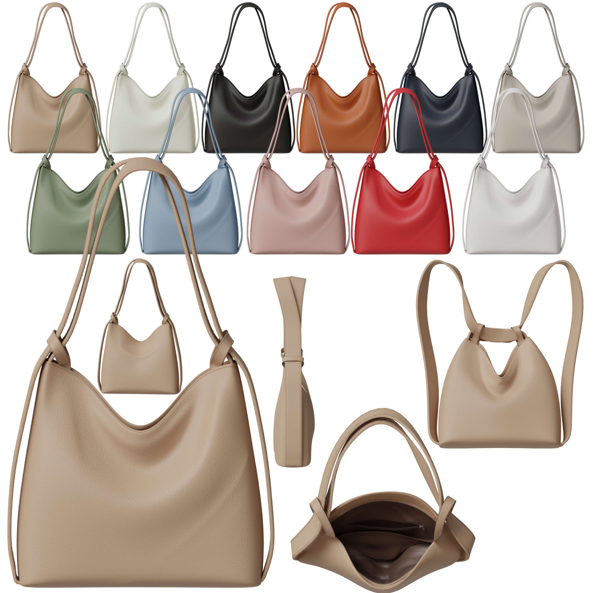Elegante Damen Schultertasche mit Rucksackfunktion