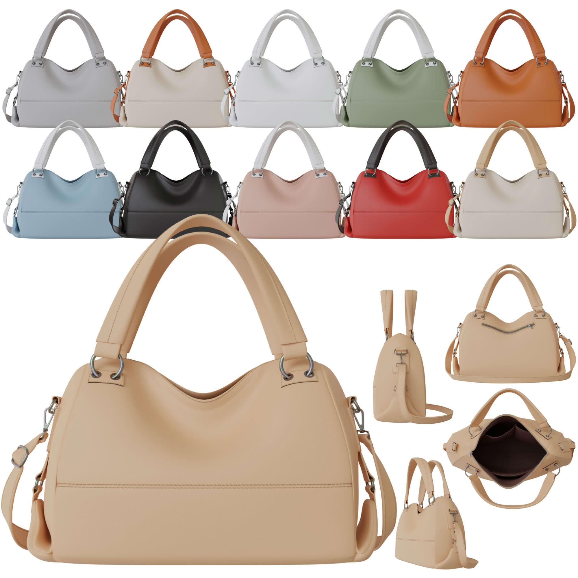 Damen Schultertasche – elegante vegane Handtasche mit viel Stauraum