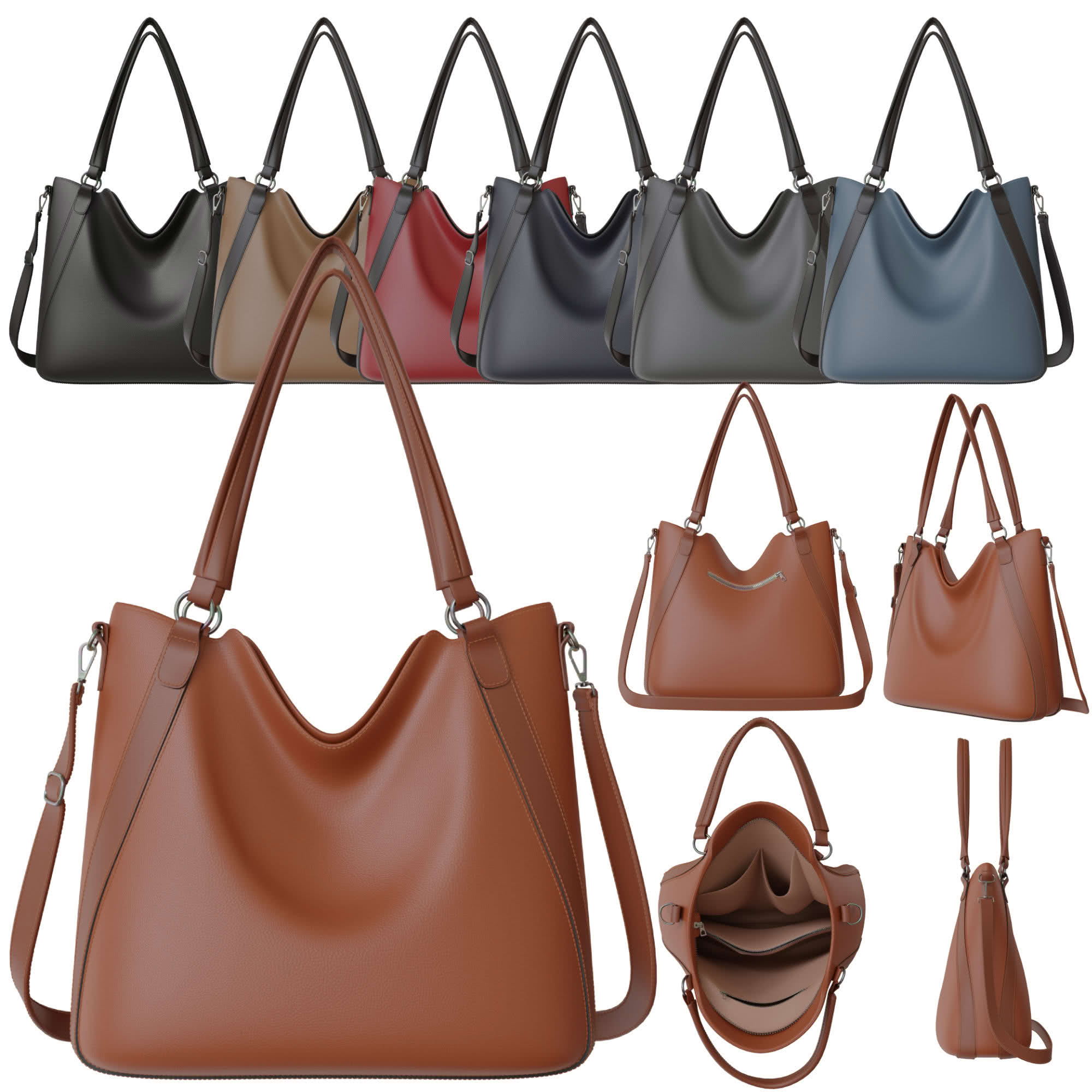 Damen Schultertasche aus veganem Leder – elegant & geräumig