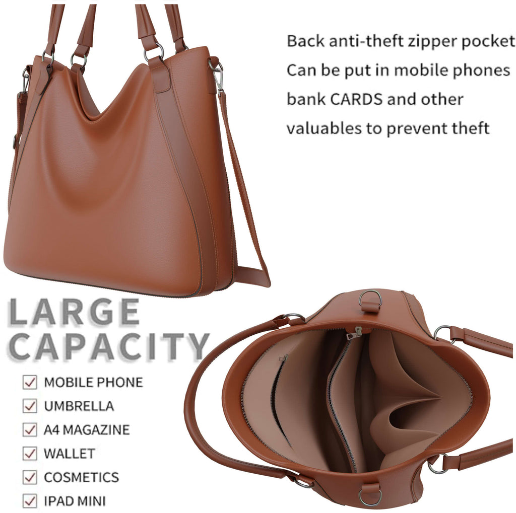 Damen Schultertasche aus veganem Leder – elegant & geräumig