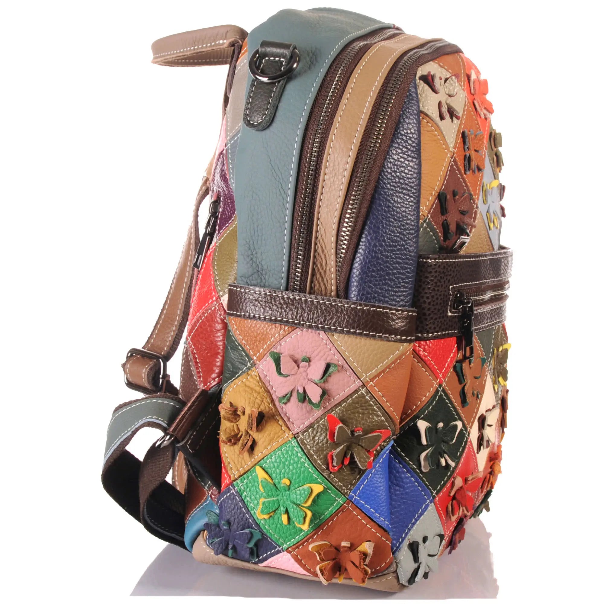 Damen Leder Patchwork Rucksack – Einzigartig und Stilvol – Damen Rucksäcke 2