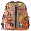 Damen Leder Patchwork Rucksack – Blumen-Design – Damen Rucksäcke 1