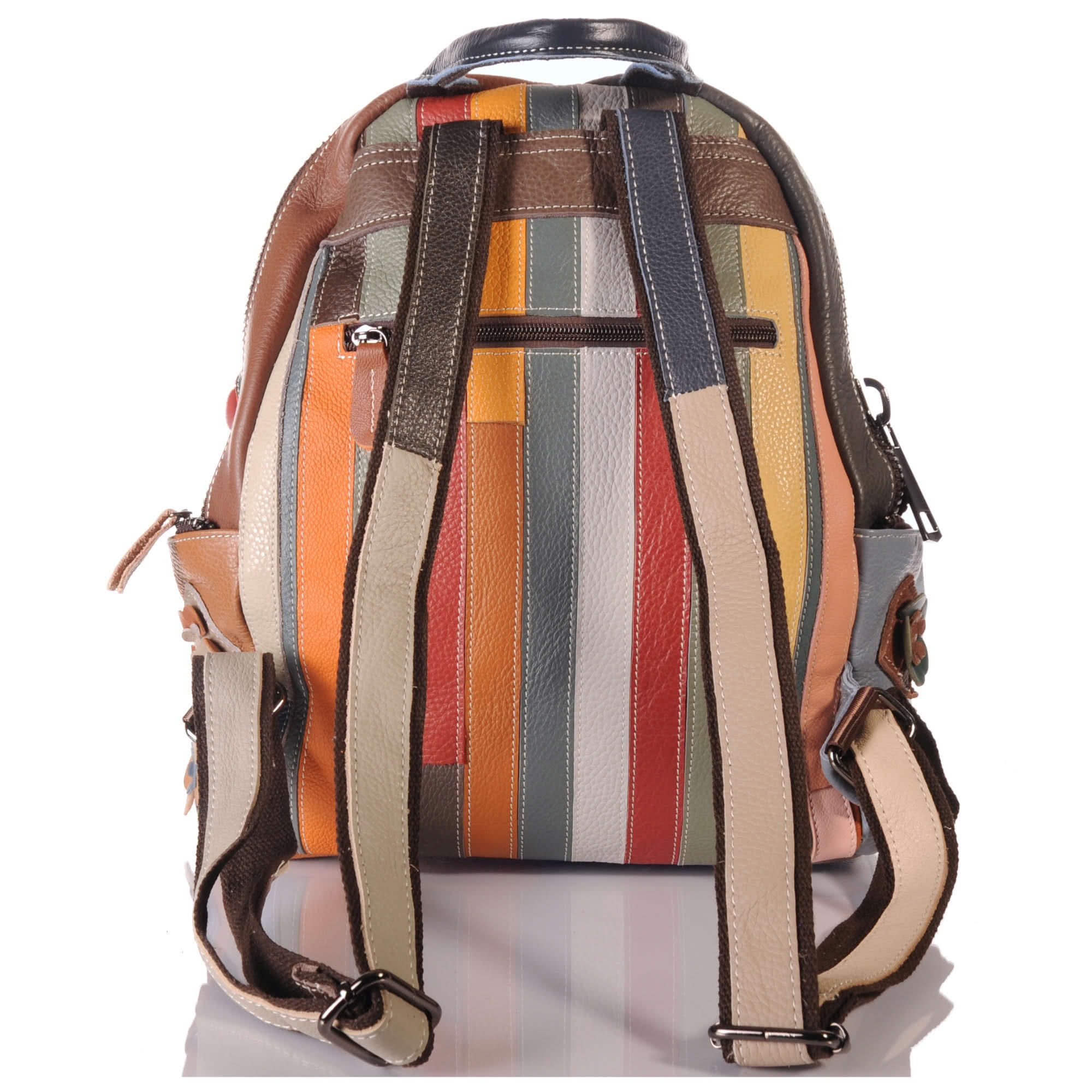Damen Leder Patchwork Rucksack – Blumen-Design – Damen Rucksäcke 4