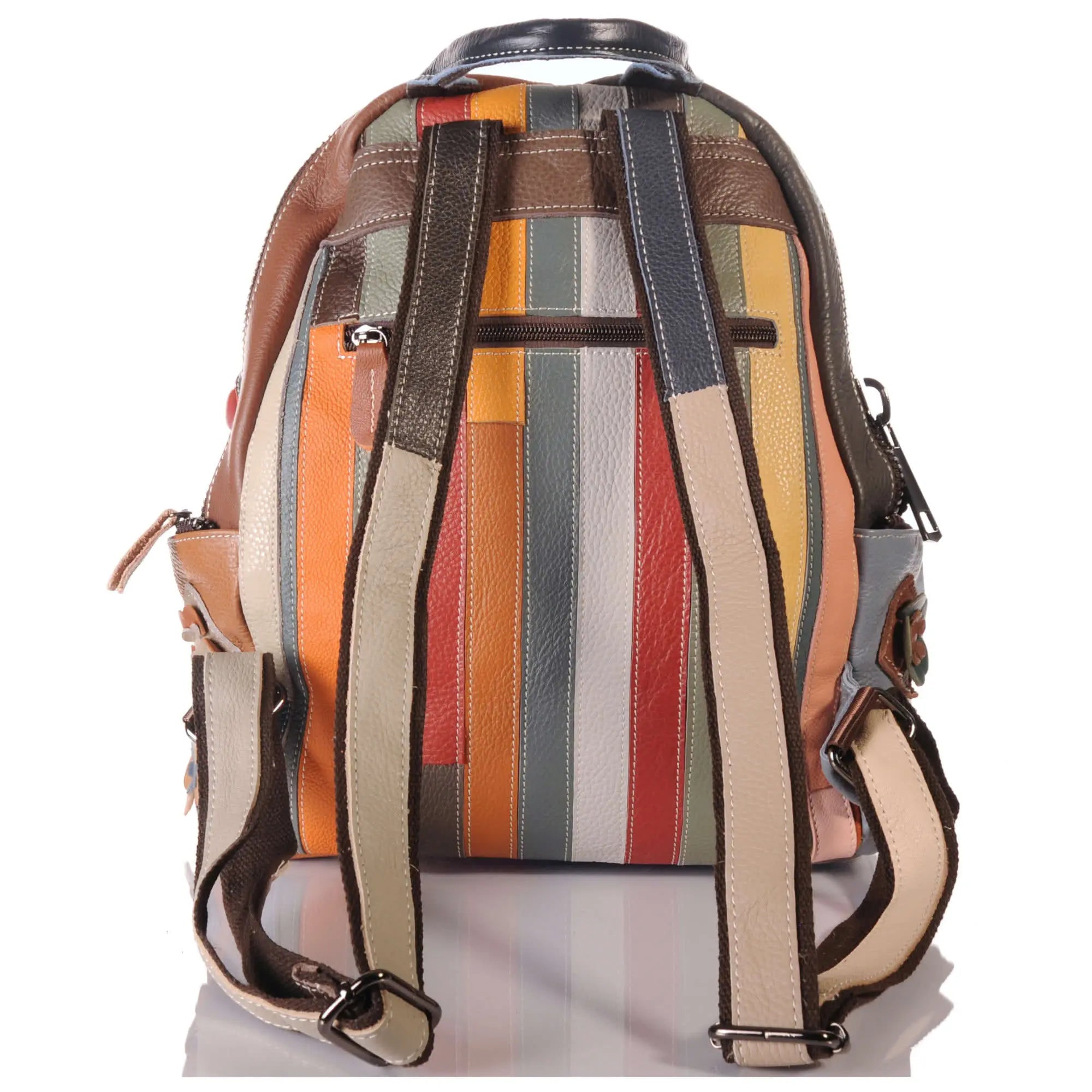 Damen Leder Patchwork Rucksack – Blumen-Design – Damen Rucksäcke 4
