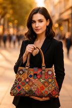 Echtleder Patchwork Tasche mit viel Stauraum – Damen Handtaschen 5