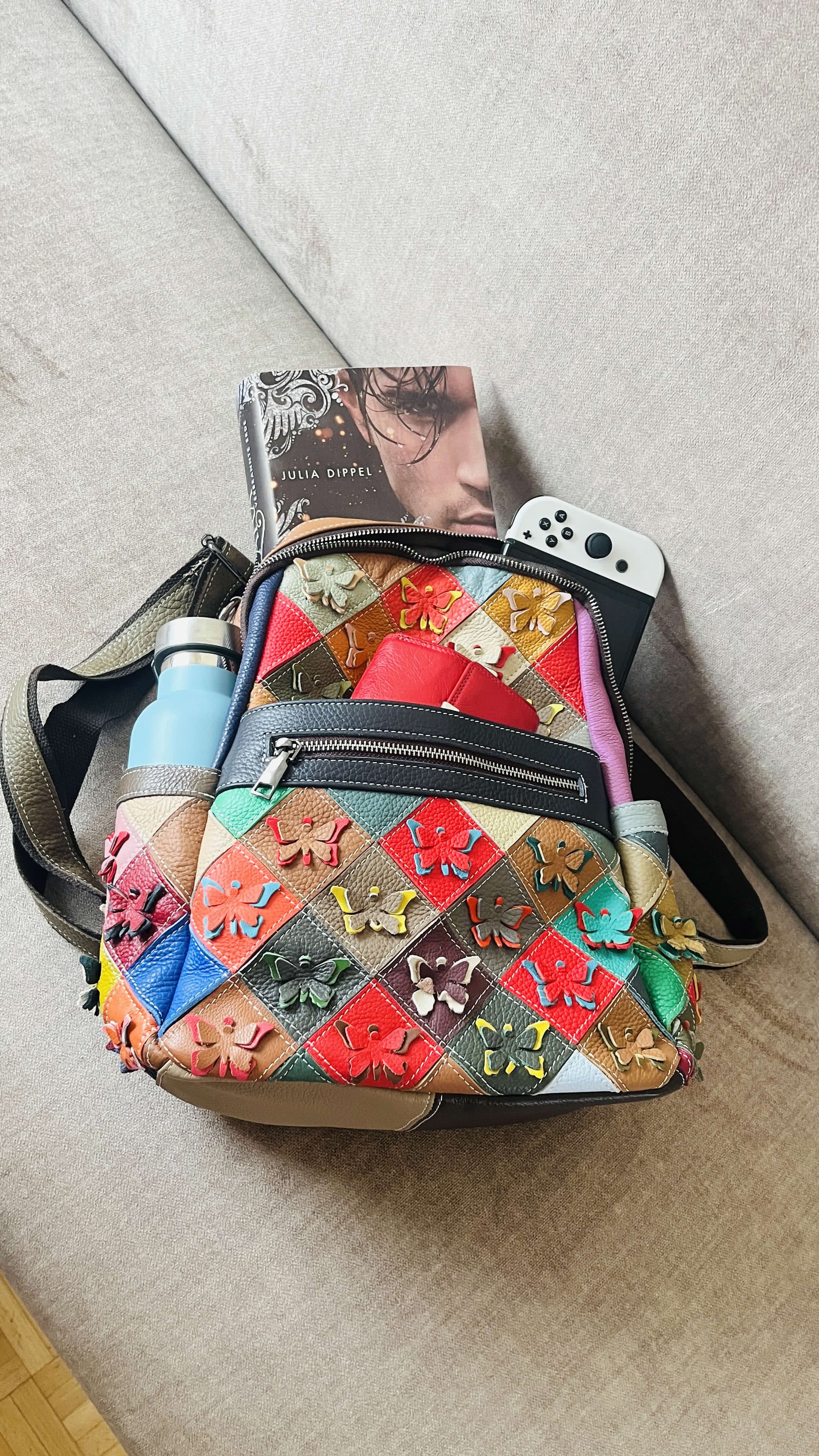 Damen Leder Patchwork Rucksack – Einzigartig und Stilvol