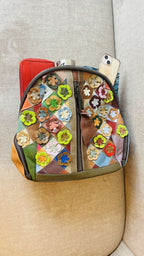 Damen Leder Patchwork Rucksack – Blumen-Design – Damen Rucksäcke 5