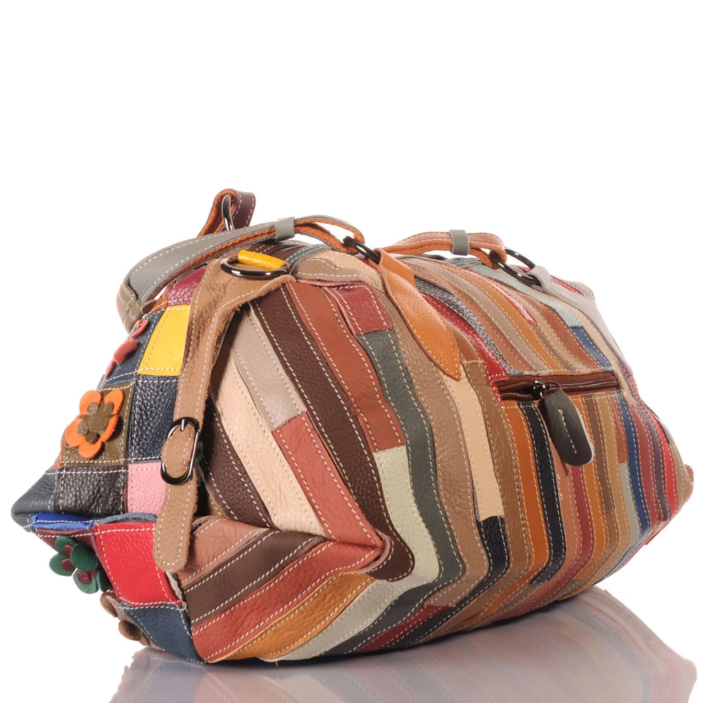 Damen Patchwork Tasche mit 3D-Blumen – Damen Handtaschen 3