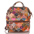 Damen Patchwork Leder Rucksack groß – Blumen Unikat