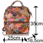 Damen Patchwork Leder Rucksack groß – Blumen Unikat – Damen Rucksäcke 6