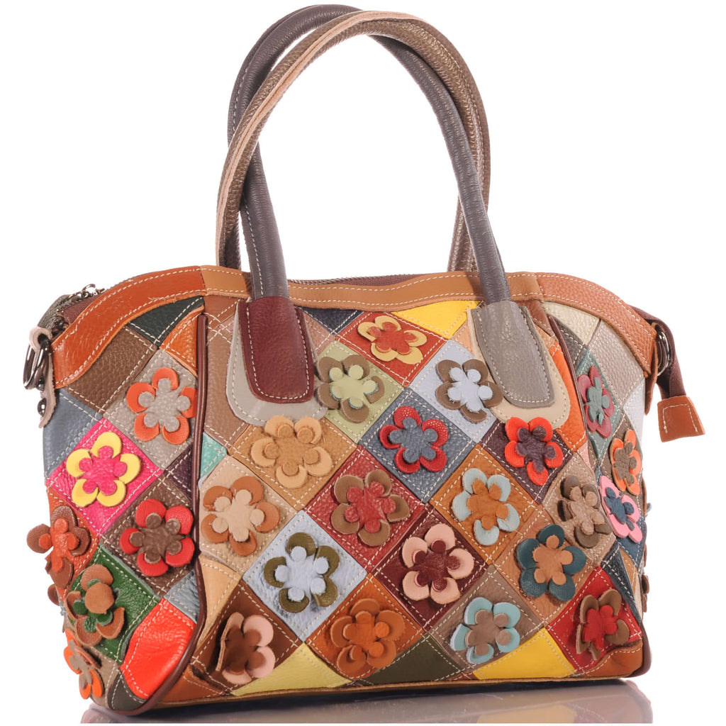Damen Leder Patchwork Handtasche Unikat