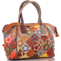 Damen Leder Patchwork Handtasche Unikat
