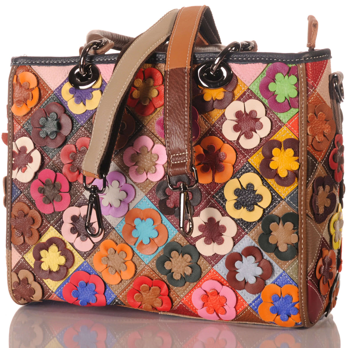 Damen Patchwork Handtasche mit Umhängegurt – Damen Handtaschen 6