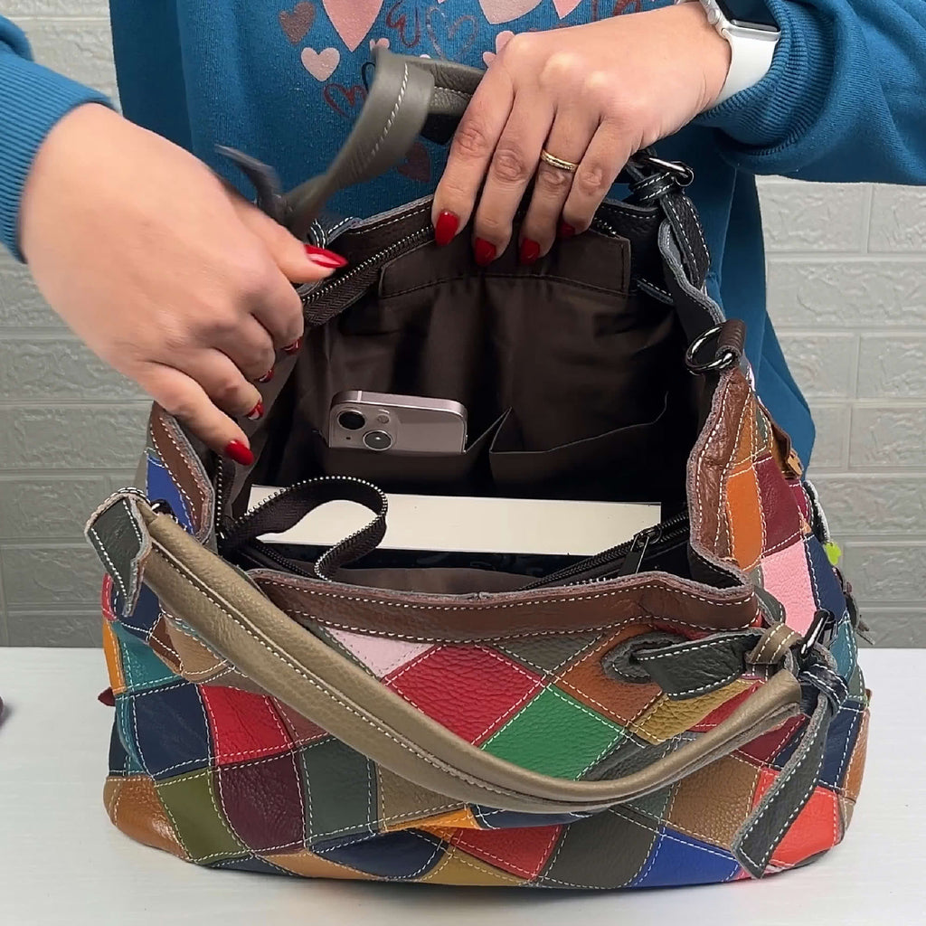 Damen Patchwork Handtasche mit Umhängegurt – Damen Handtaschen 5