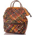 Geflochtener Patchwork Rucksack im farbenfrohen Design