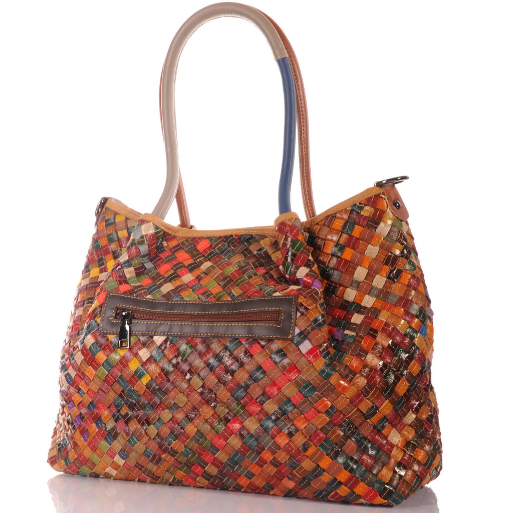 Große geflochtene Leder Handtasche – Damen Handtaschen 5