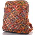 Patchwork Leder Rucksack Damen geflochten 2 in 1 Tasche