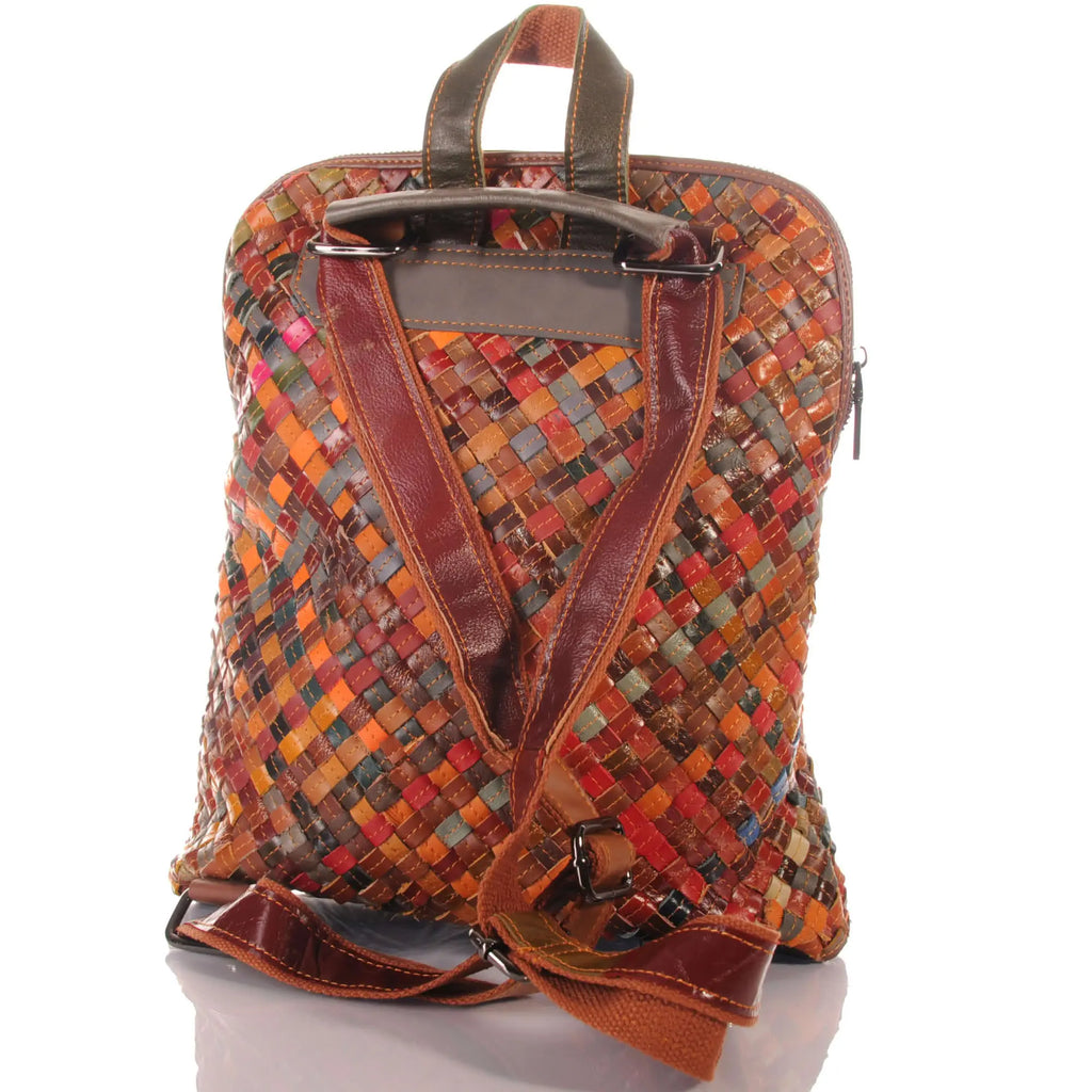 Patchwork Leder Rucksack Damen geflochten 2 in 1 Tasche – Damen Rucksäcke 4