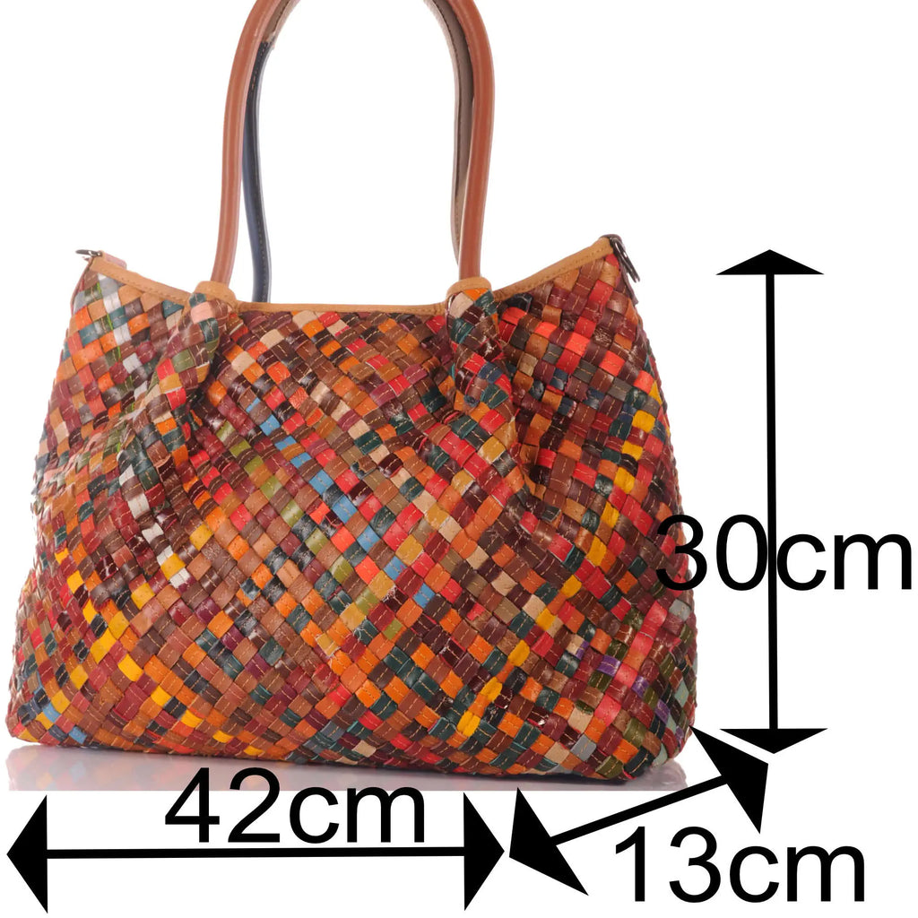Große geflochtene Leder Handtasche – Damen Handtaschen 6