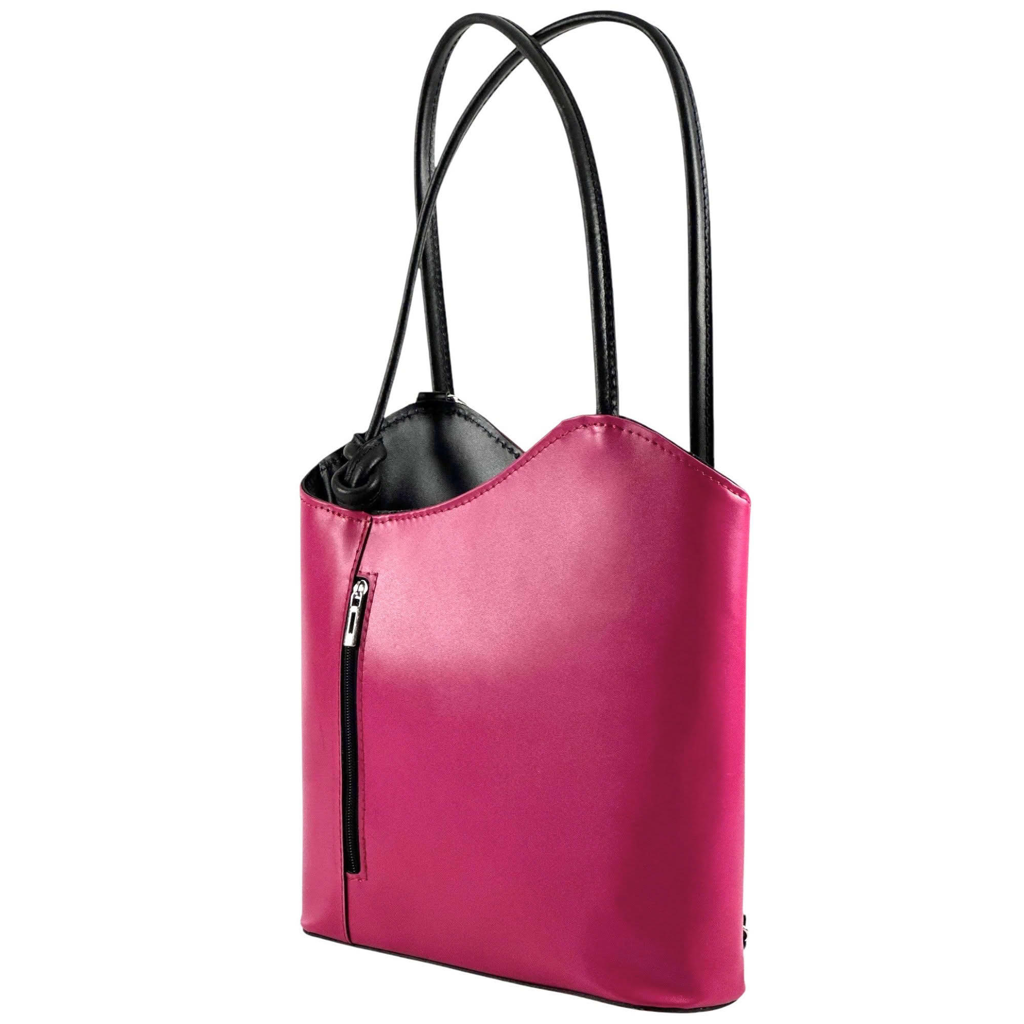 Damen Echtleder Tasche Rucksack 2 in 1 Made in Italy Leder Handtasche
