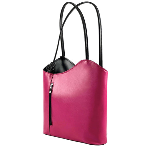 Damen Echtleder Tasche Rucksack 2 in 1 Made in Italy Leder Handtasche