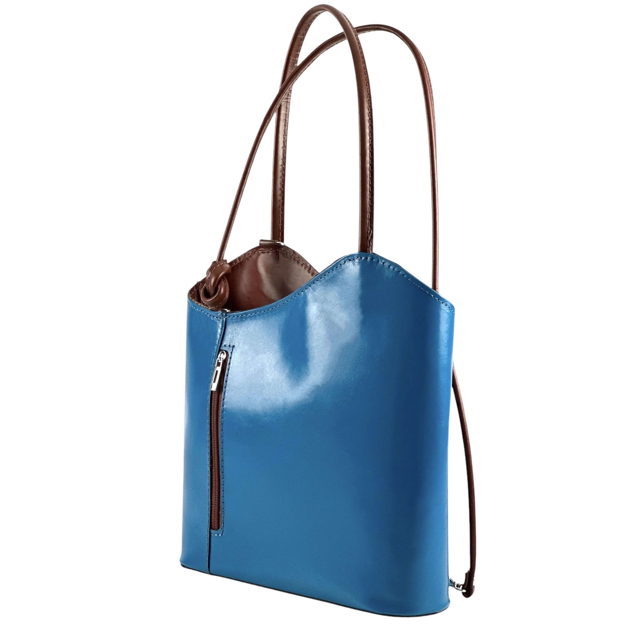 Damen Echtleder Tasche Rucksack 2 in 1 Made in Italy Leder Handtasche