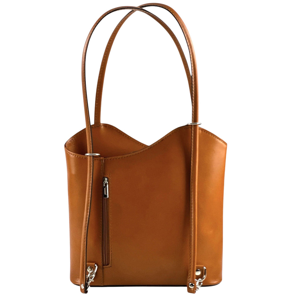 Damen Echtleder Tasche Rucksack 2 in 1 Made in Italy Leder Handtasche