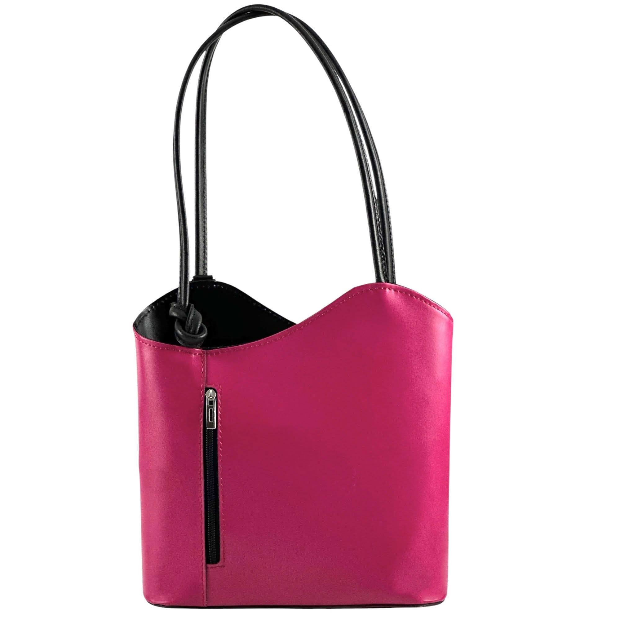 Damen Echtleder Tasche Rucksack 2 in 1 Made in Italy Leder Handtasche
