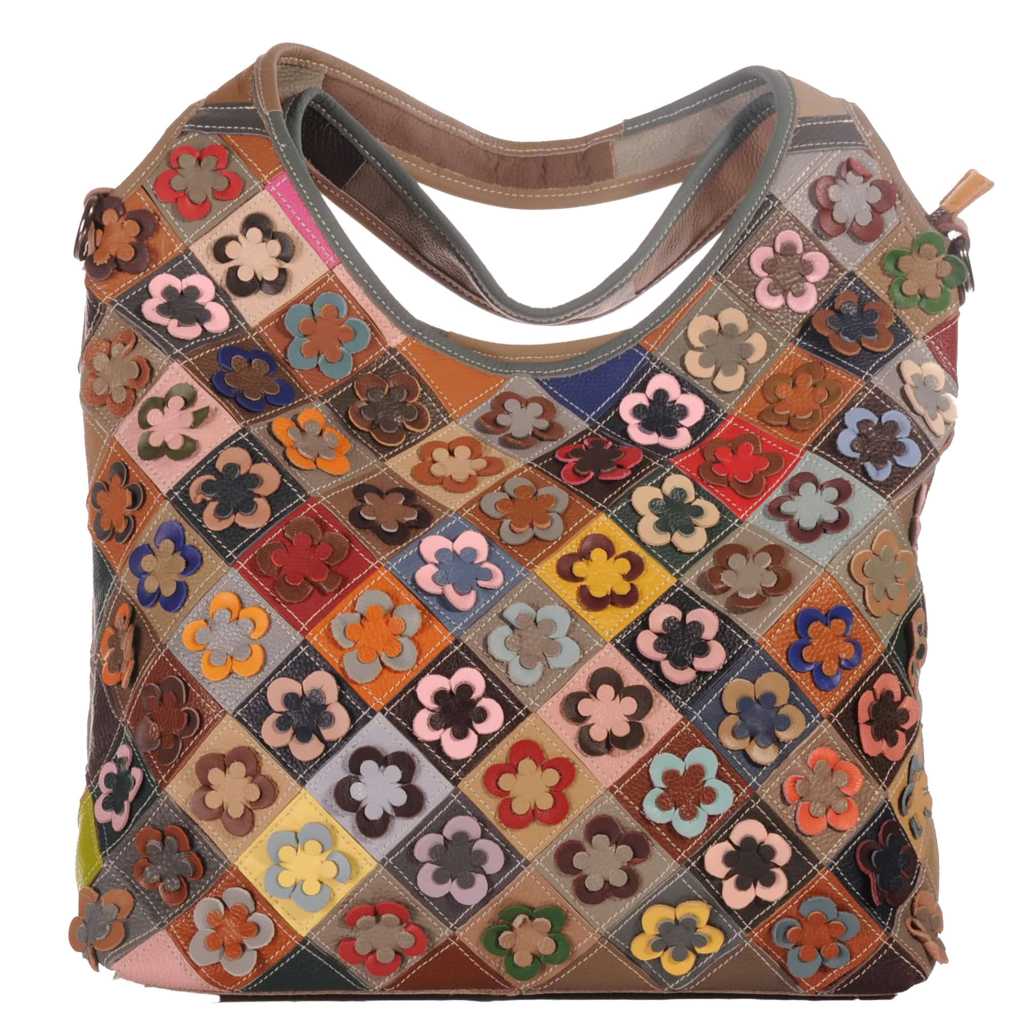 Echtleder Shopper Bag in Pachwork Design