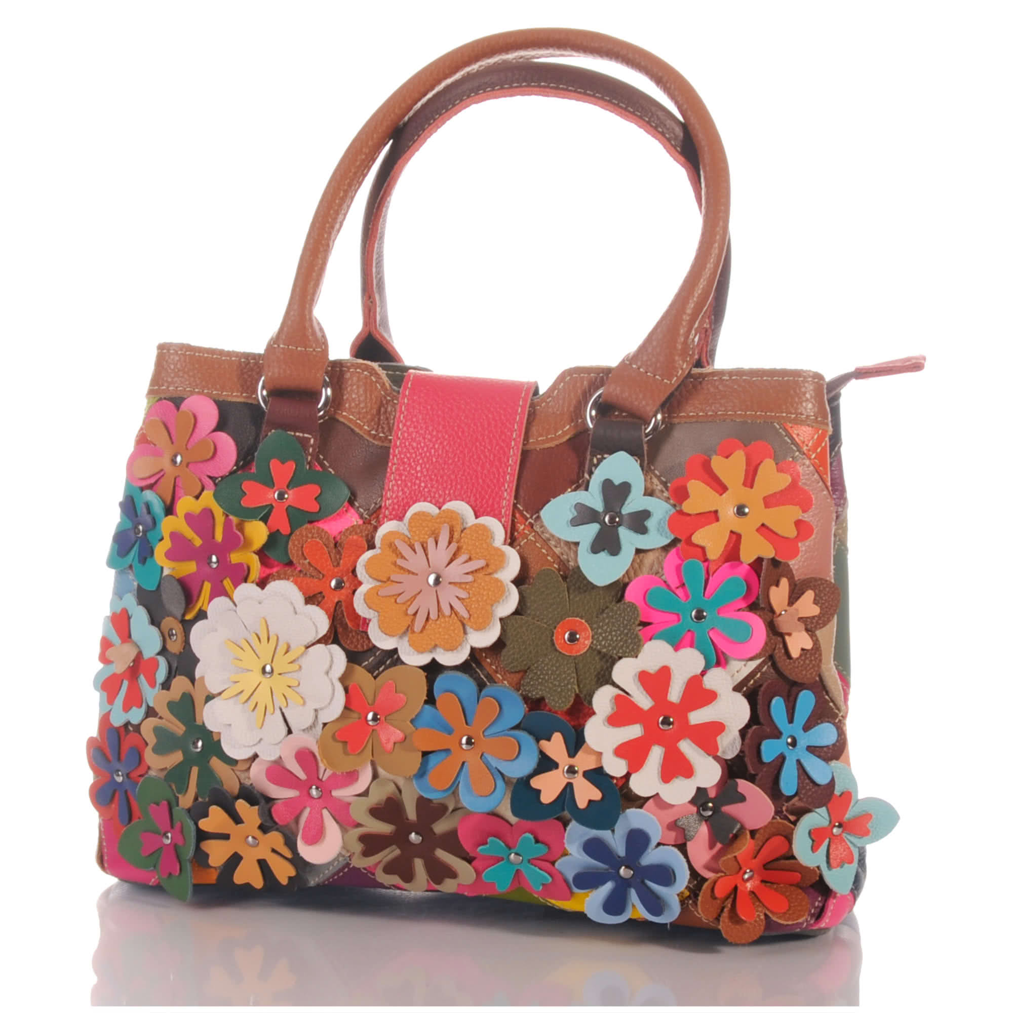 Kleine Patchwork Damen Tasche mit Blumen Muster & Umhängegurt