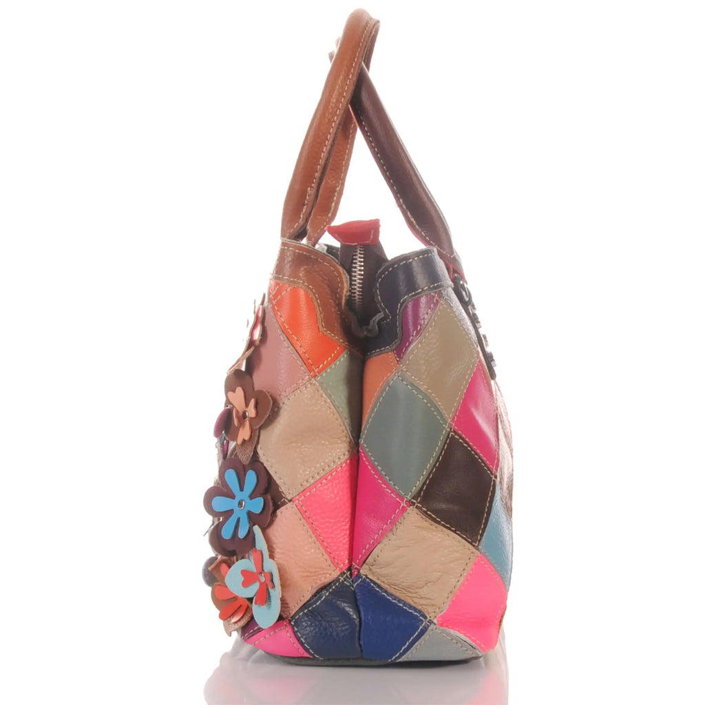 Kleine Patchwork Damen Tasche mit Blumen Muster & Umhängegurt – Damen Handtaschen 4