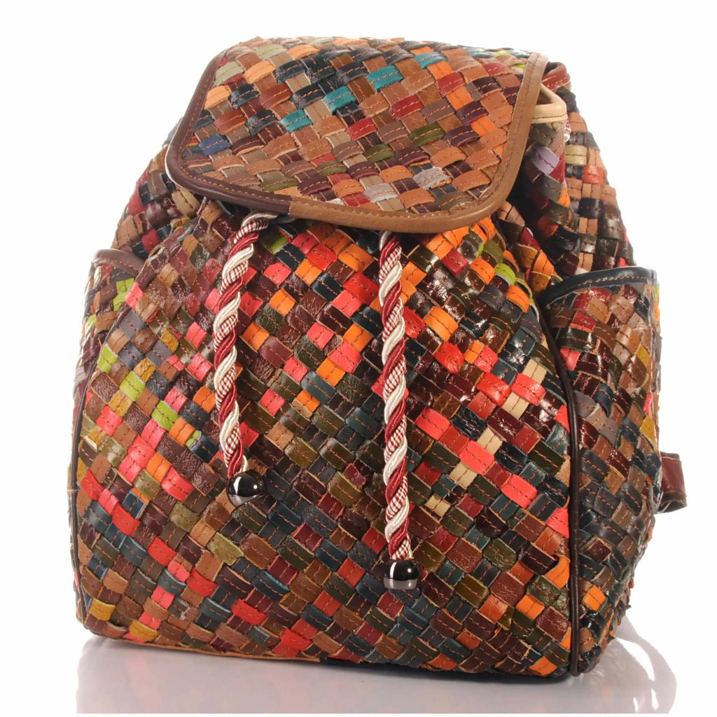Patchwork Leder Rucksack Damen Geflochten – Damen Rucksäcke 1
