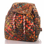 Patchwork Leder Rucksack Damen Geflochten – Damen Rucksäcke 1